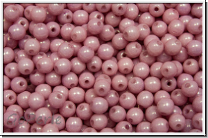 b�hm. Glasperle, rund, 3mm, white, op., rose marbled, 50 Stk.