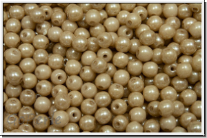 b�hm. Glasperle, rund, 3mm, white, op., latte luster, 50 Stk.