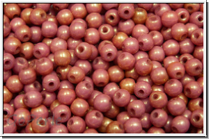 b�hm. Glasperle, rund, 3mm, white, op., peach marbled, 50 Stk.