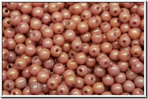 b�hm. Glasperle, rund, 3mm, white, op., rose gold luster, 50 Stk.