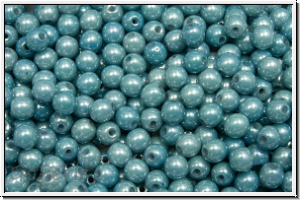 b�hm. Glasperle, rund, 3mm, white, op., blue/grey marbled, 50 Stk.