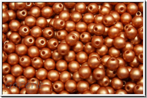 b�hm. Glasperle, rund, 3mm, white, alabaster, copper met., matte, 50 Stk.