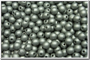 b�hm. Glasperle, rund, 3mm, white, alabaster, silver met., matte, 50 Stk.
