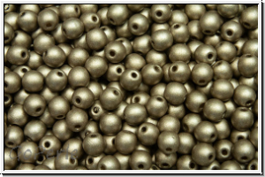 b�hm. Glasperle, rund, 3mm, white, alabaster, khaki met., matte, 50 Stk.