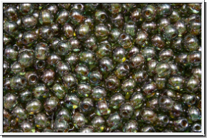 b�hm. Glasperle, rund, 3mm, crystal, trans., blue/brown marbled, 50 Stk.