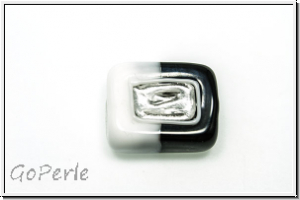 b�hm. Lampenperle, Silbereinzug, Rechteck mit Fenster, black/white/silver, 1 Stk.