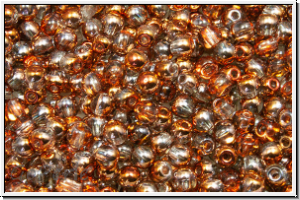 b�hm. Glasperle, rund, 3mm, crystal, trans., half sunset, 50 Stk.