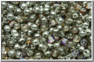 b�hm. Glasperle, rund, 3mm, crystal, trans., half volcano, 50 Stk.