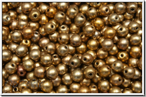 b�hm. Glasperle, rund, 3mm, gold, met., satin, iris., 50 Stk.
