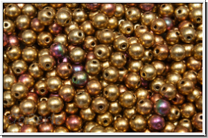 b�hm. Glasperle, rund, 3mm, bronze, met., satin, iris., 50 Stk.