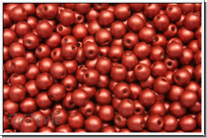 b�hm. Glasperle, rund, 3mm, lava red, met., satin, 50 Stk.