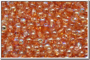 b�hm. Glasperle, rund, 3mm, crystal, trans., orange AB, 50 Stk.