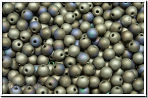 b�hm. Glasperle, rund, 3mm, crystal, trans., glittery argentic, matte, 50 Stk.
