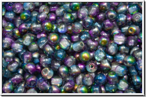 b�hm. Glasperle, rund, 3mm, crystal, trans., magic blue/purple, 50 Stk.