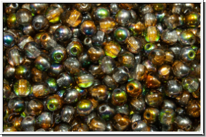 b�hm. Glasperle, rund, 3mm, crystal, trans., magic copper, 50 Stk.