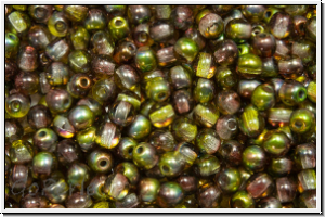 b�hm. Glasperle, rund, 3mm, crystal, trans., magic olivine, 50 Stk.