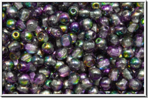 b�hm. Glasperle, rund, 3mm, crystal, trans., magic lilac, 50 Stk.