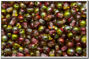 b�hm. Glasperle, rund, 3mm, crystal, trans., magic autumn, 50 Stk.