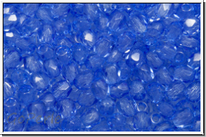 B�hm. Glasschliffperle, PRECIOSA, feuerpol., 3mm, crystal, trans., sapphire (dyed), 50 Stk.
