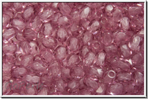 B�hm. Glasschliffperle, PRECIOSA, feuerpol., 3mm, crystal, trans., mauve (dyed), 50 Stk.