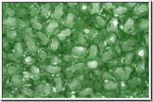 B�hm. Glasschliffperle, PRECIOSA, feuerpol., 3mm, crystal, trans., sage (dyed), 50 Stk.