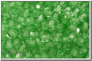 B�hm. Glasschliffperle, PRECIOSA, feuerpol., 3mm, crystal, trans., grass (dyed), 50 Stk.