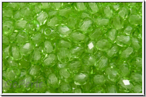 B�hm. Glasschliffperle, PRECIOSA, feuerpol., 3mm, crystal, trans., lime (dyed), 50 Stk.