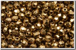 B�hm. Glasschliffperle, PRECIOSA, feuerpol., 3mm, 24kt goldbronze, met., 50 Stk.