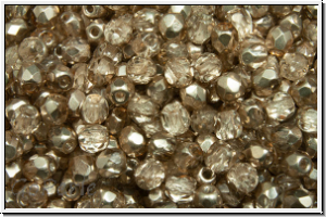 B�hm. Glasschliffperle, PRECIOSA, feuerpol., 3mm, crystal, trans., half labrador solgel gold, 50 Stk.