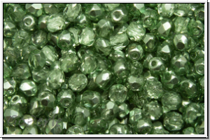 B�hm. Glasschliffperle, PRECIOSA, feuerpol., 3mm, crystal, trans., half labrador solgel green, 50 Stk.