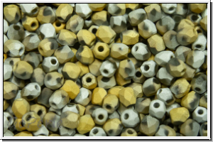 B�hm. Glasschliffperle, PRECIOSA, feuerpol., 3mm, crystal, trans., california silver, matte, 50 Stk.