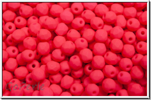 B�hm. Glasschliffperle, PRECIOSA, feuerpol., 3mm, white, alabaster, neon pink, 50 Stk.