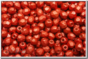 B�hm. Glasschliffperle, PRECIOSA, feuerpol., 3mm, lava red, met., satin, 50 Stk.