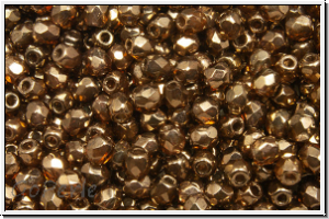 B�hm. Glasschliffperle, PRECIOSA, feuerpol., 3mm, topaz, trans., bronze luster, 50 Stk.