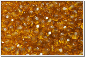 B�hm. Glasschliffperle, PRECIOSA, feuerpol., 3mm, topaz, colorado, trans., 50 Stk.