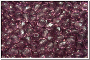 B�hm. Glasschliffperle, PRECIOSA, feuerpol., 3mm, amethyst, med., trans., 50 Stk.