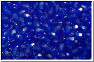 B�hm. Glasschliffperle, PRECIOSA, feuerpol., 3mm, cobalt, lt., trans., 50 Stk.