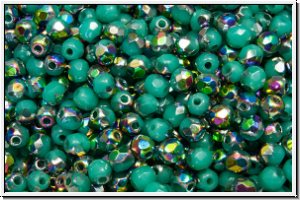 B�hm. Glasschliffperle, feuerpol., 3mm, turquoise, op., half vitrail, 50 Stk.
