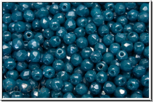 B�hm. Glasschliffperle, feuerpol., 3mm, aqua, op., blue/grey marbled, 50 Stk.