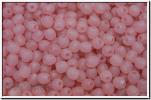B�hm. Glasschliffperle, feuerpol., 3mm, rose, opal, matte, 50 Stk.