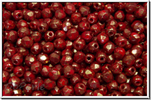 B�hm. Glasschliffperle, feuerpol., 3mm, red, op., lila marbled, 50 Stk.