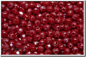 B�hm. Glasschliffperle, feuerpol., 3mm, red, op., luster, 50 Stk.