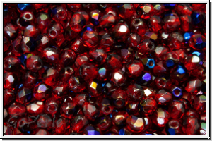 B�hm. Glasschliffperle, feuerpol., 3mm, siam, trans., half azuro, 50 Stk.