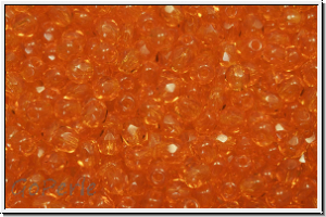 B�hm. Glasschliffperle, feuerpol., 3mm, orange, lt., trans., 50 Stk.