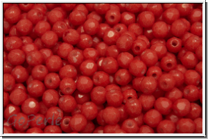 B�hm. Glasschliffperle, feuerpol., 3mm, white, op., grenadine, 50 Stk.