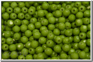 B�hm. Glasschliffperle, feuerpol., 3mm, white, op., pistachio, 50 Stk.