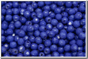 B�hm. Glasschliffperle, feuerpol., 3mm, white, op., cobalt, 50 Stk.