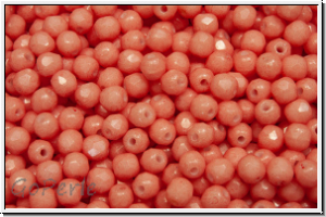 B�hm. Glasschliffperle, feuerpol., 3mm, white, op., indian peach, 50 Stk.