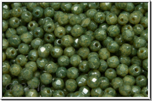 B�hm. Glasschliffperle, feuerpol., 3mm, ivory, op., blue marbled, 50 Stk.