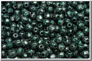 B�hm. Glasschliffperle, feuerpol., 3mm, black, op., green, tweedy, 50 Stk.